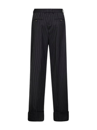 Dolce & Gabbana Women Black Two-Way Stretch Twill Pinstriped Trousers