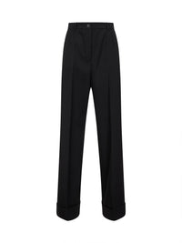 Dolce & Gabbana Women Black Wool Gabardine Straight Trousers