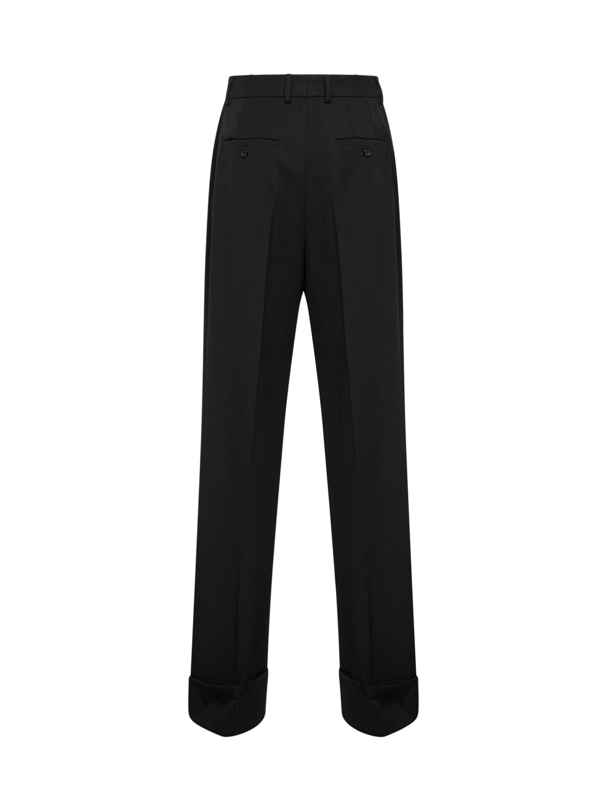 Dolce & Gabbana Women Black Wool Gabardine Straight Trousers
