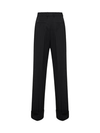 Dolce & Gabbana Women Black Wool Gabardine Straight Trousers