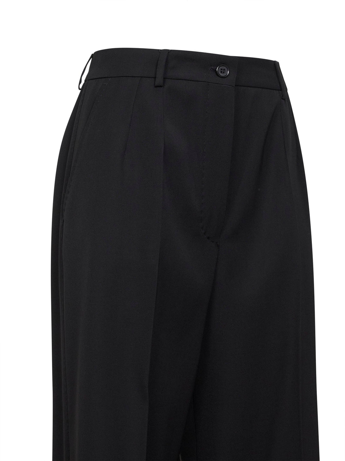Dolce & Gabbana Women Black Wool Gabardine Straight Trousers