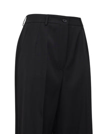Dolce & Gabbana Women Black Wool Gabardine Straight Trousers