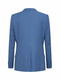 Dolce & Gabbana Men Avio Blue Wool Poplin Double-Breasted Jacket