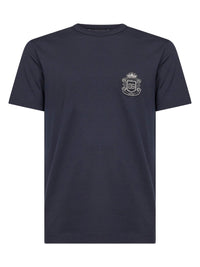 Dolce & Gabbana Men Blue Cotton Heraldic Patch T-Shirt