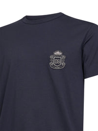 Dolce & Gabbana Men Blue Cotton Heraldic Patch T-Shirt