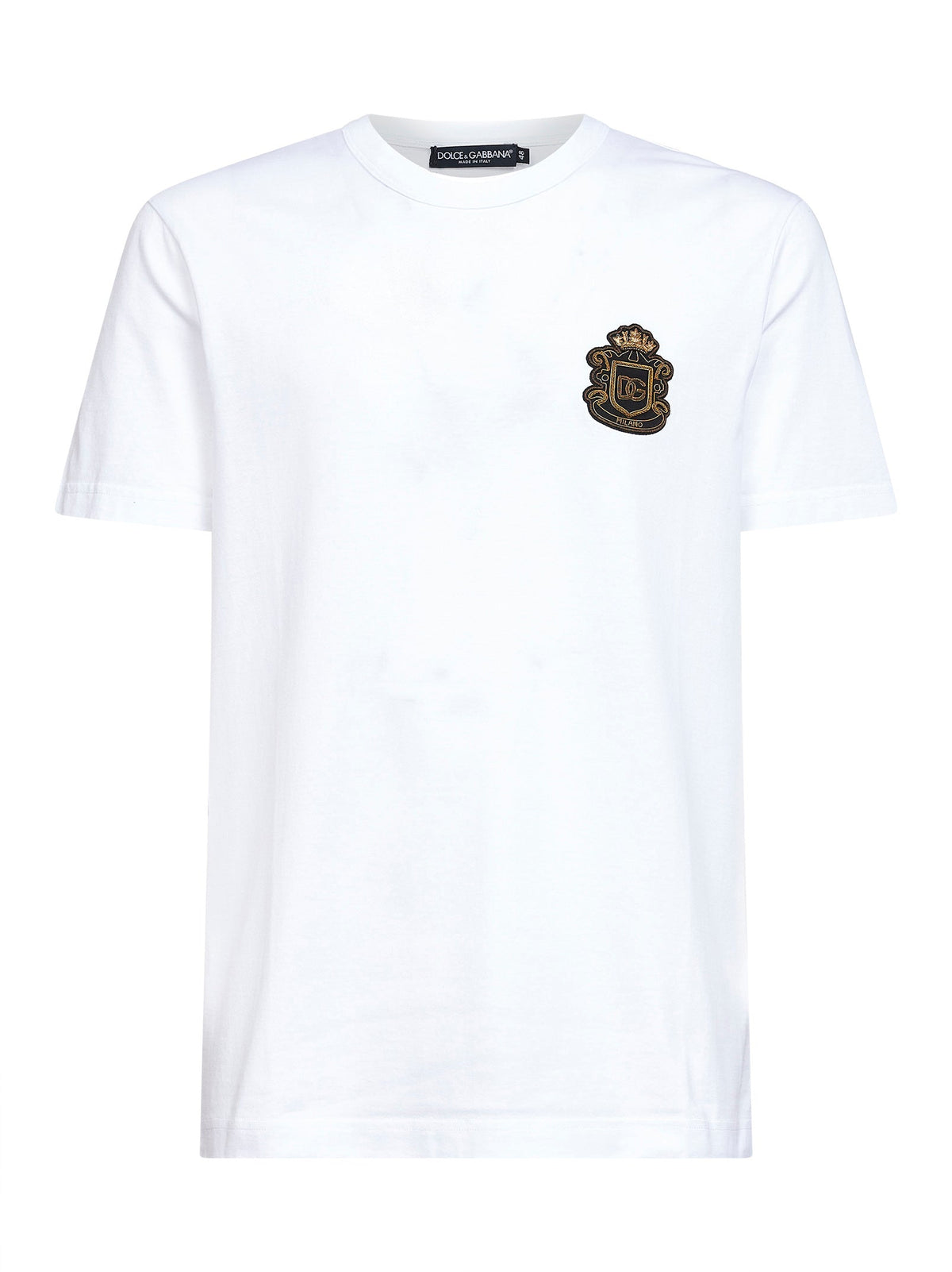 Dolce & Gabbana Men White Cotton Heraldic Patch T-Shirt