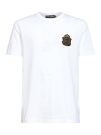 Dolce & Gabbana Men White Cotton Heraldic Patch T-Shirt