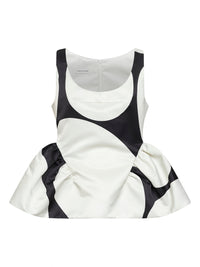 Dries Van Noten Women Black Duchess Oversized Ellipses-Print Peplum Top
