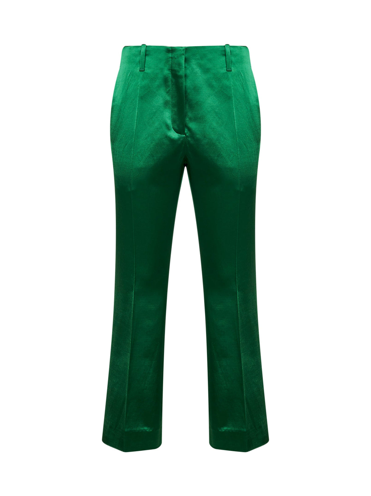Dries Van Noten Women Green Satin Bootcut Trousers