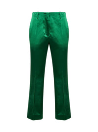 Dries Van Noten Women Green Satin Bootcut Trousers