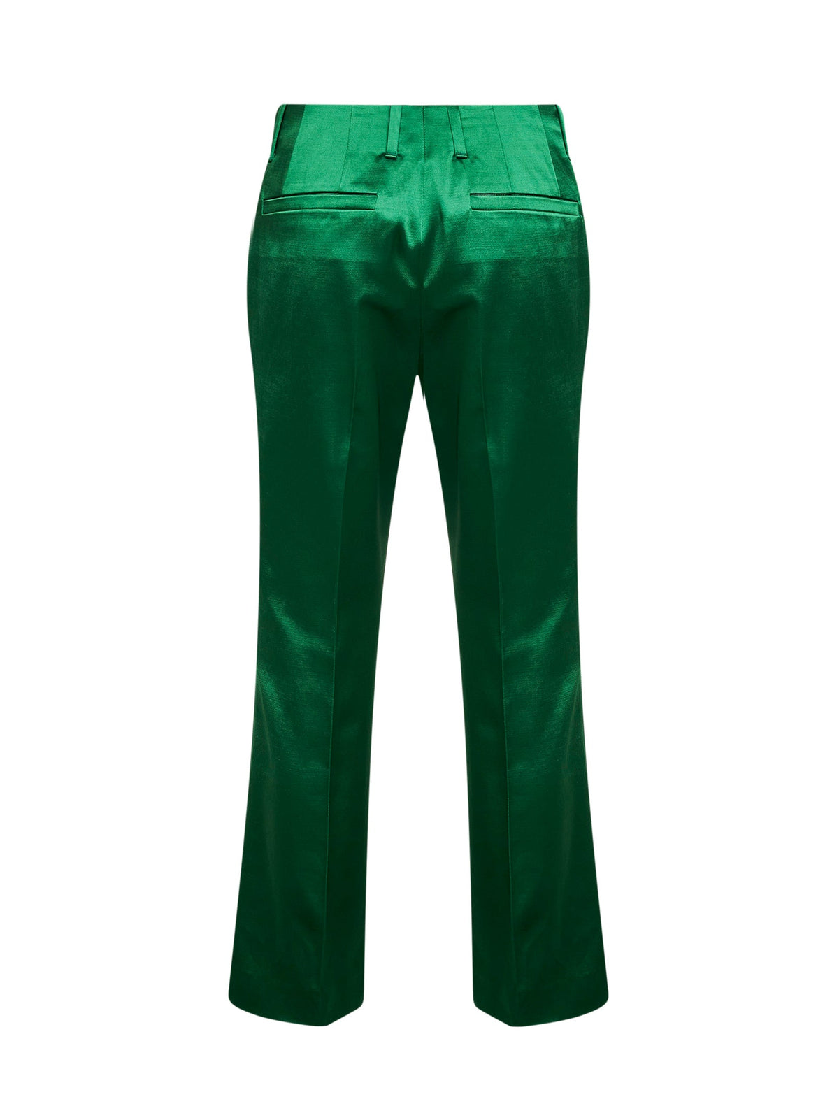 Dries Van Noten Women Green Satin Bootcut Trousers