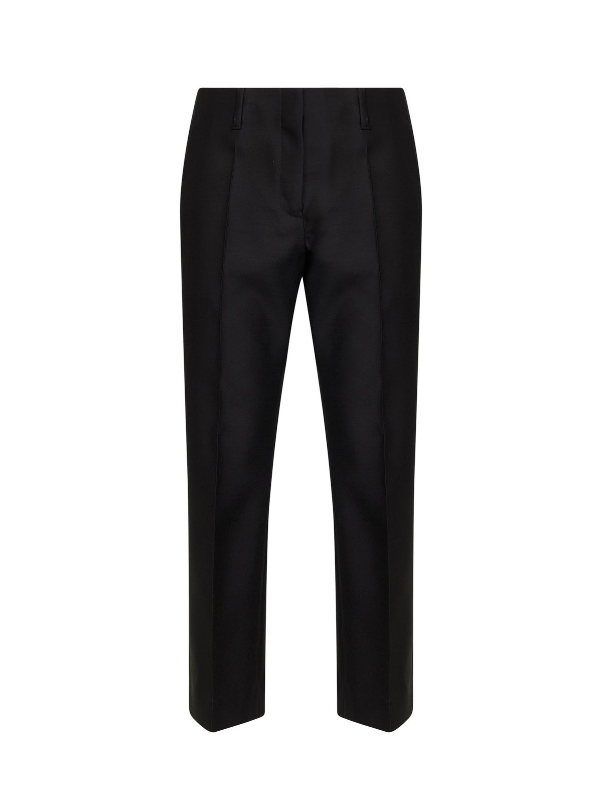 Dries Van Noten Women Black Rounded Wool Silk Tailored Cropped Trousers