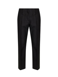 Dries Van Noten Women Black Rounded Wool Silk Tailored Cropped Trousers