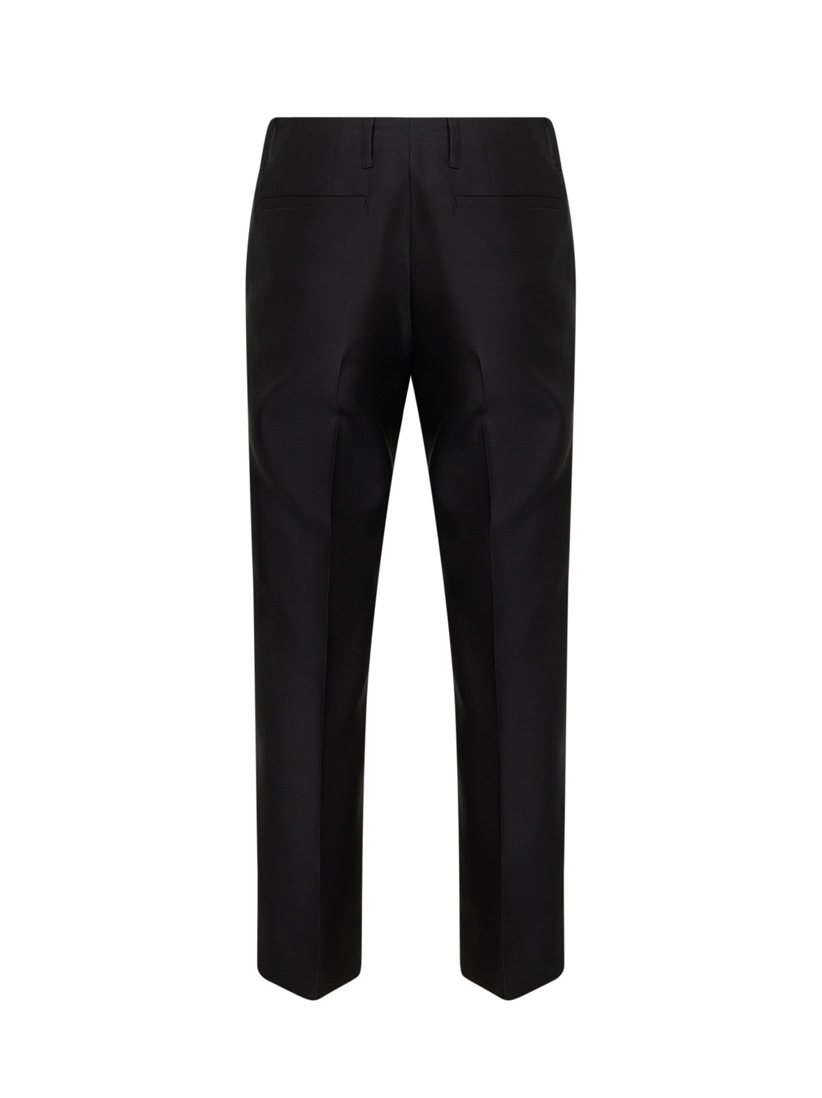 Dries Van Noten Women Black Rounded Wool Silk Tailored Cropped Trousers