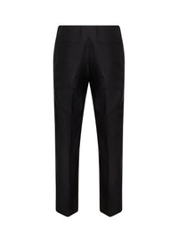 Dries Van Noten Women Black Rounded Wool Silk Tailored Cropped Trousers