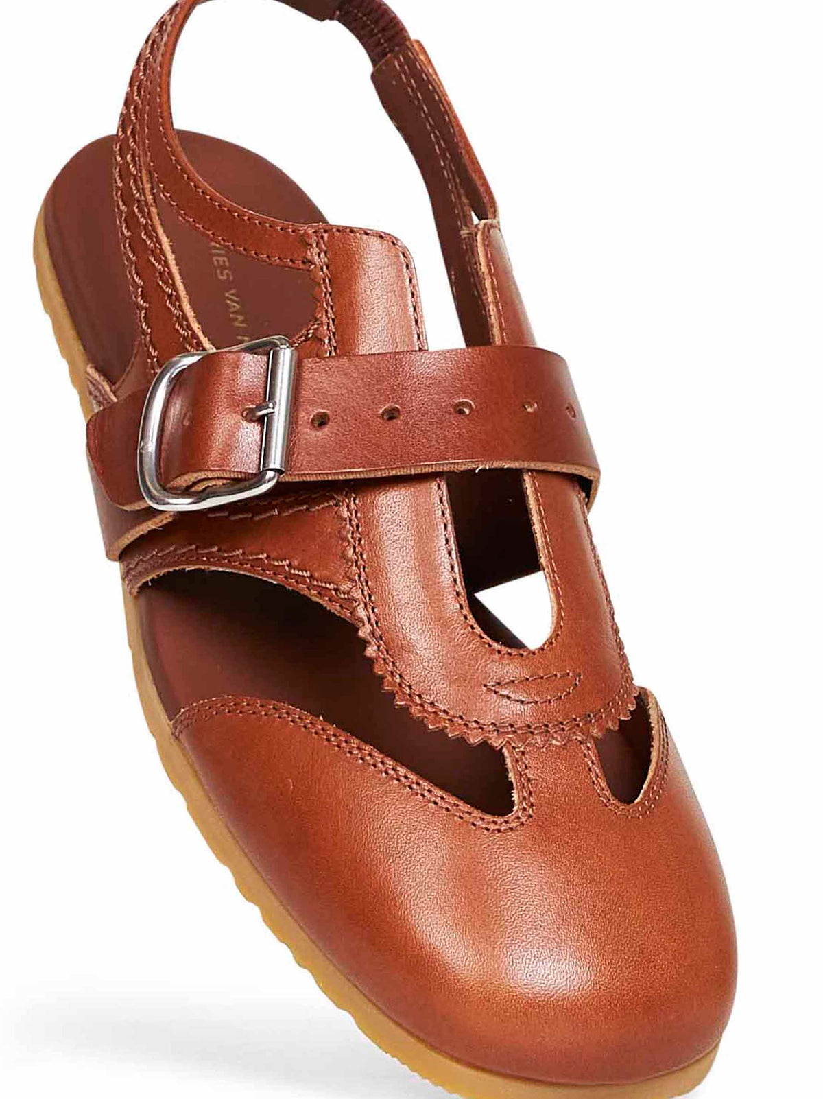 Dries Van Noten Women Burgundy Calf Leather Flat Spider-Like Sandals