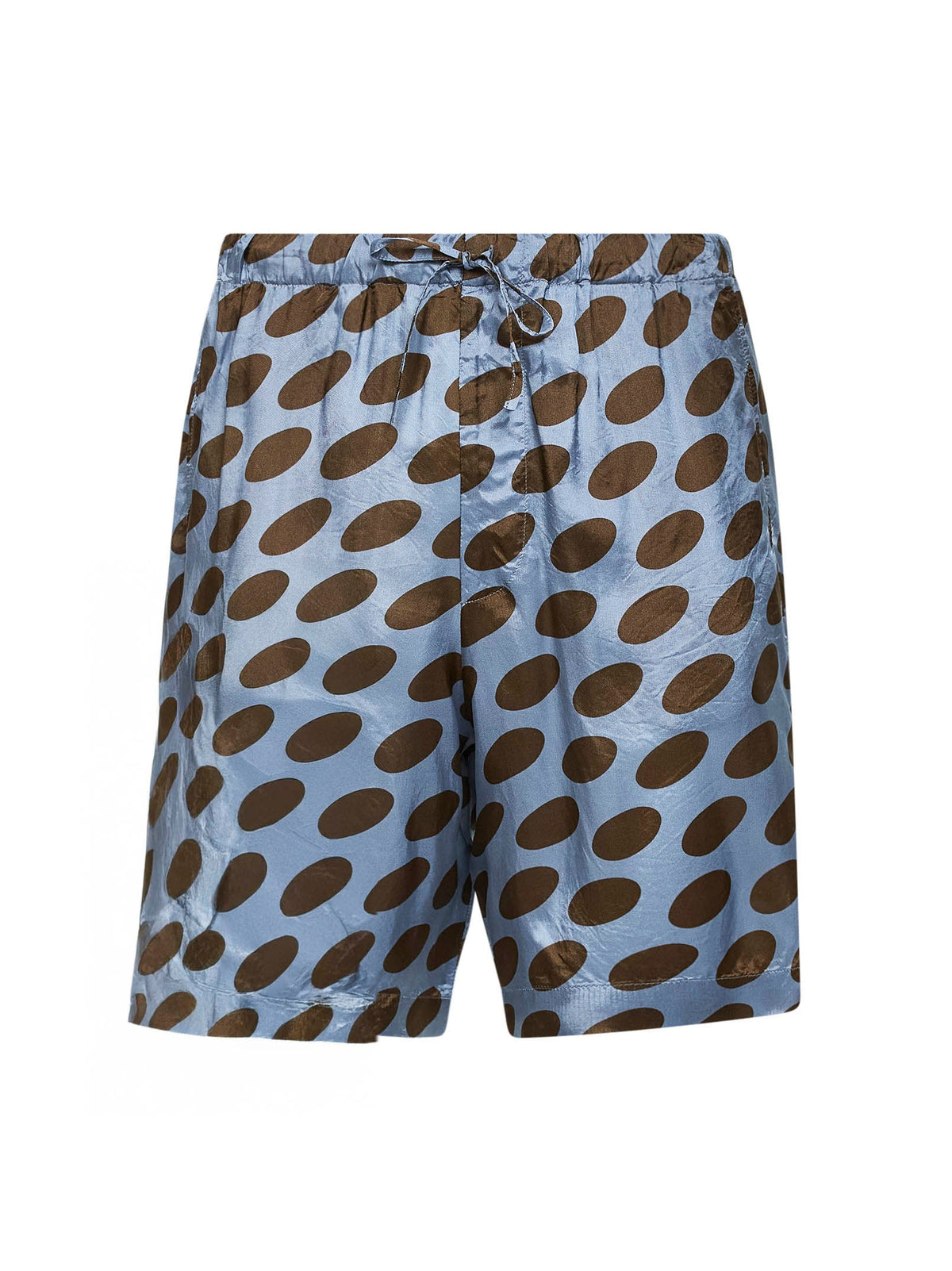 Dries Van Noten Men Steel Cupro Soft Ellipses-Printed Shorts