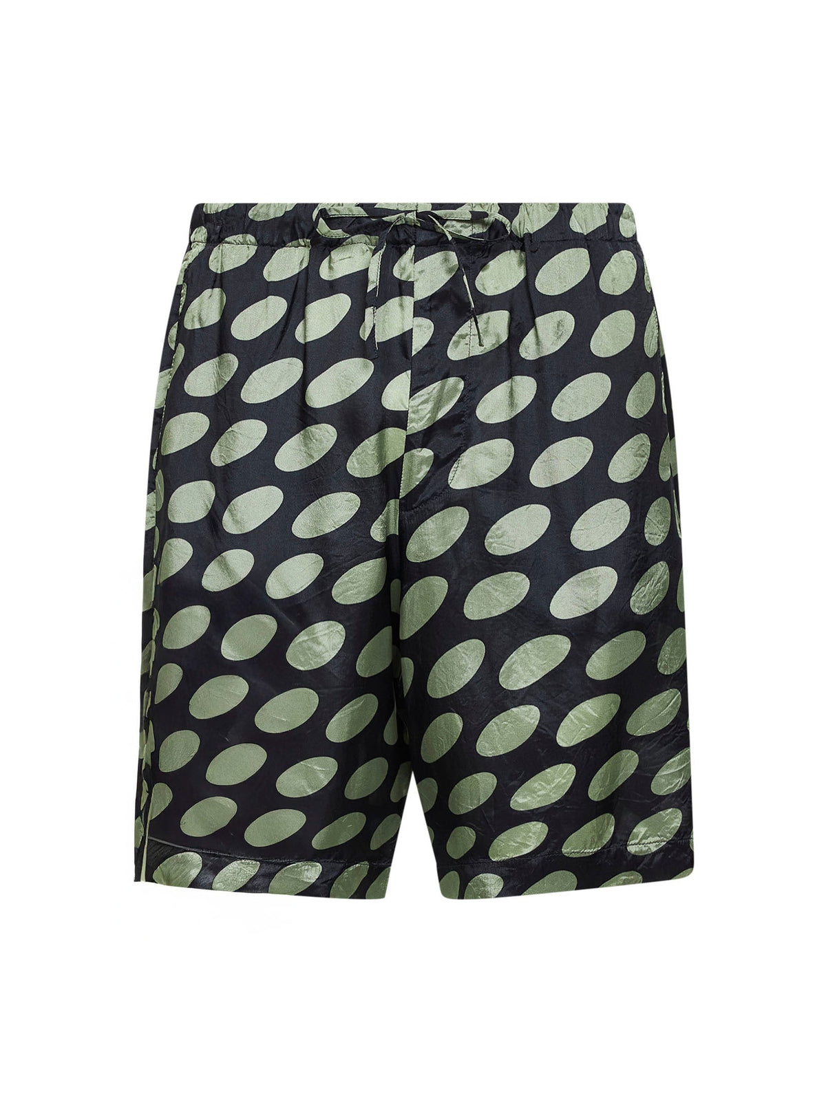 Dries Van Noten Men Black Cupro Soft Ellipses-Printed Shorts