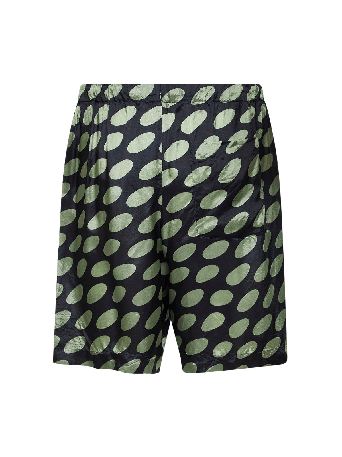 Dries Van Noten Men Black Cupro Soft Ellipses-Printed Shorts