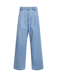 Dries Van Noten Men Light Blue Denim High-Rise Wide-Leg Jeans
