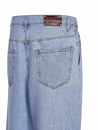 Dries Van Noten Men Light Blue Denim High-Rise Wide-Leg Jeans