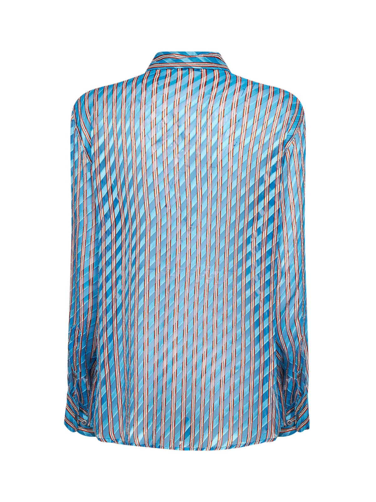Dries Van Noten Women Turquoise Devoré Viscose And Silk Striped Shirt