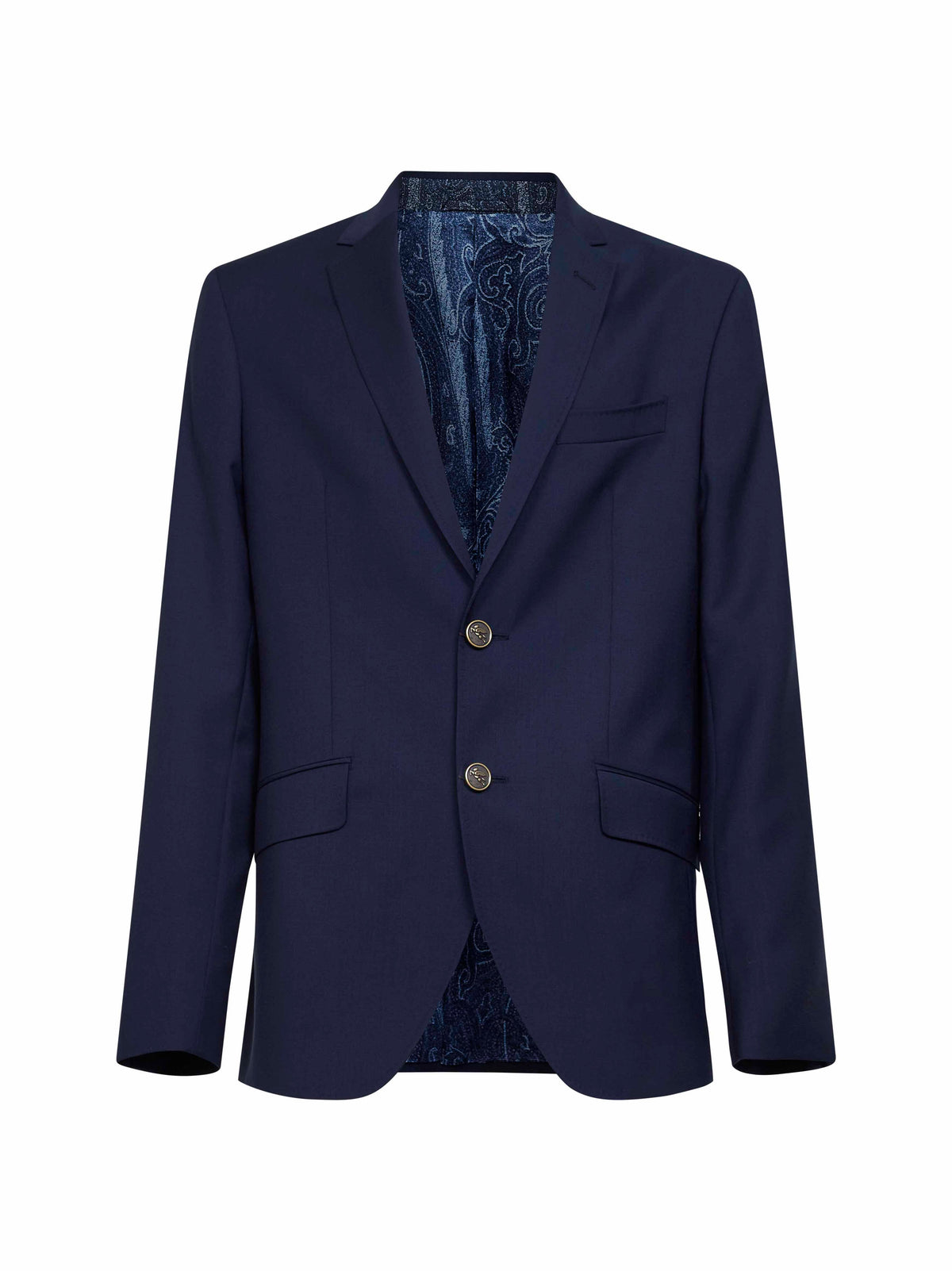 Etro Men Blue Wool Single-Breasted Jacket