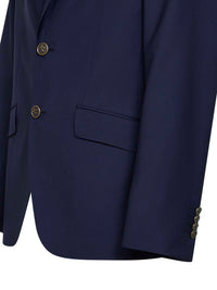 Etro Men Blue Wool Single-Breasted Jacket