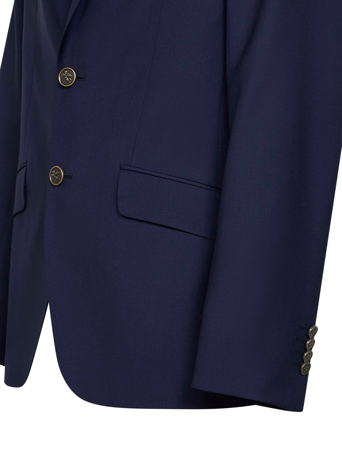 Etro Men Blue Wool Single-Breasted Jacket
