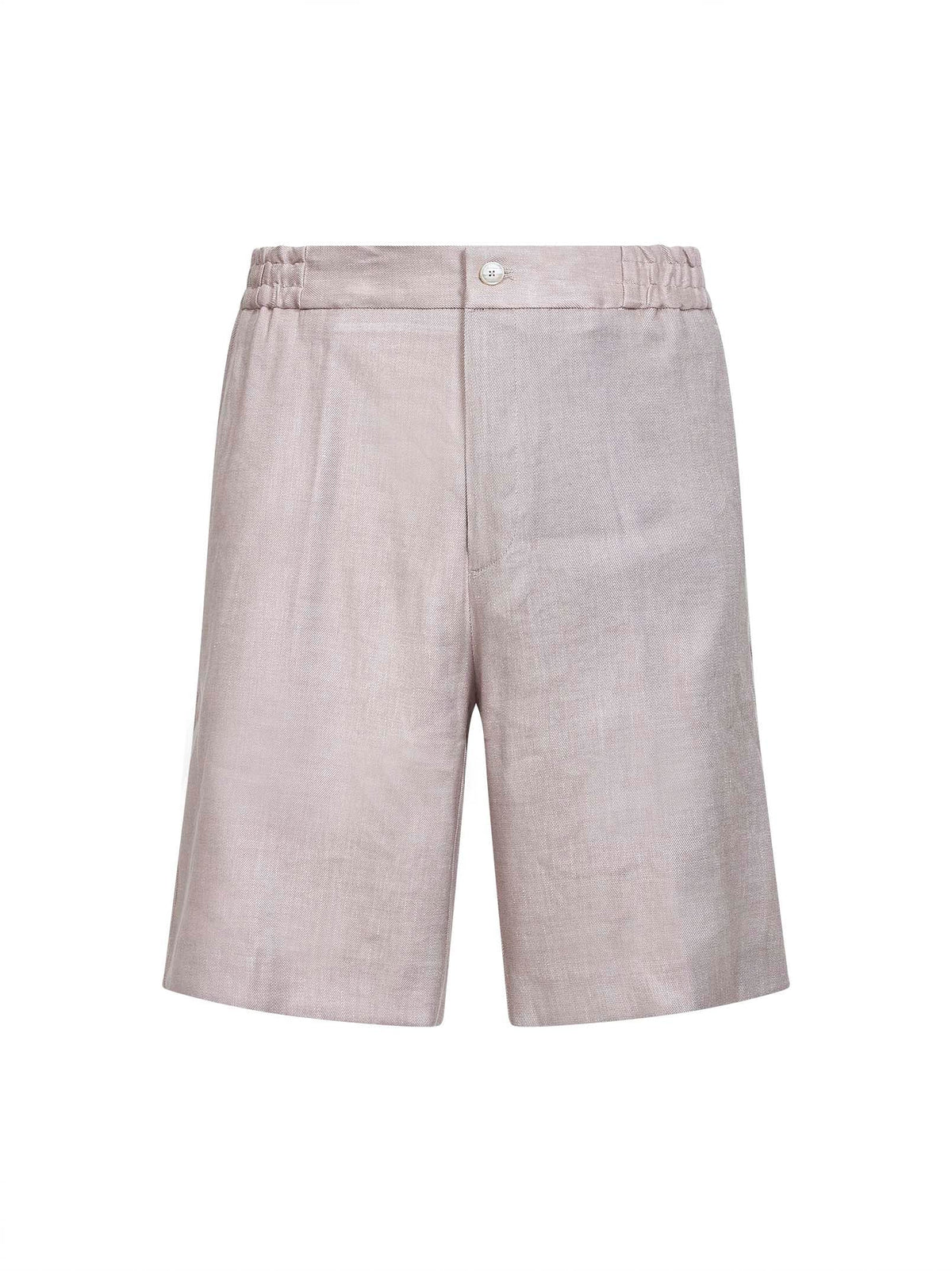 Etro Men Beige Stretch Linen Blend Bermuda Shorts