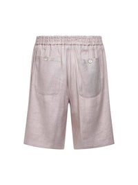 Etro Men Beige Stretch Linen Blend Bermuda Shorts