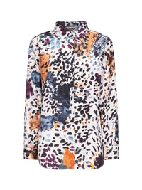Fendi Women Ivory Printed Silk Taffeta Shirt