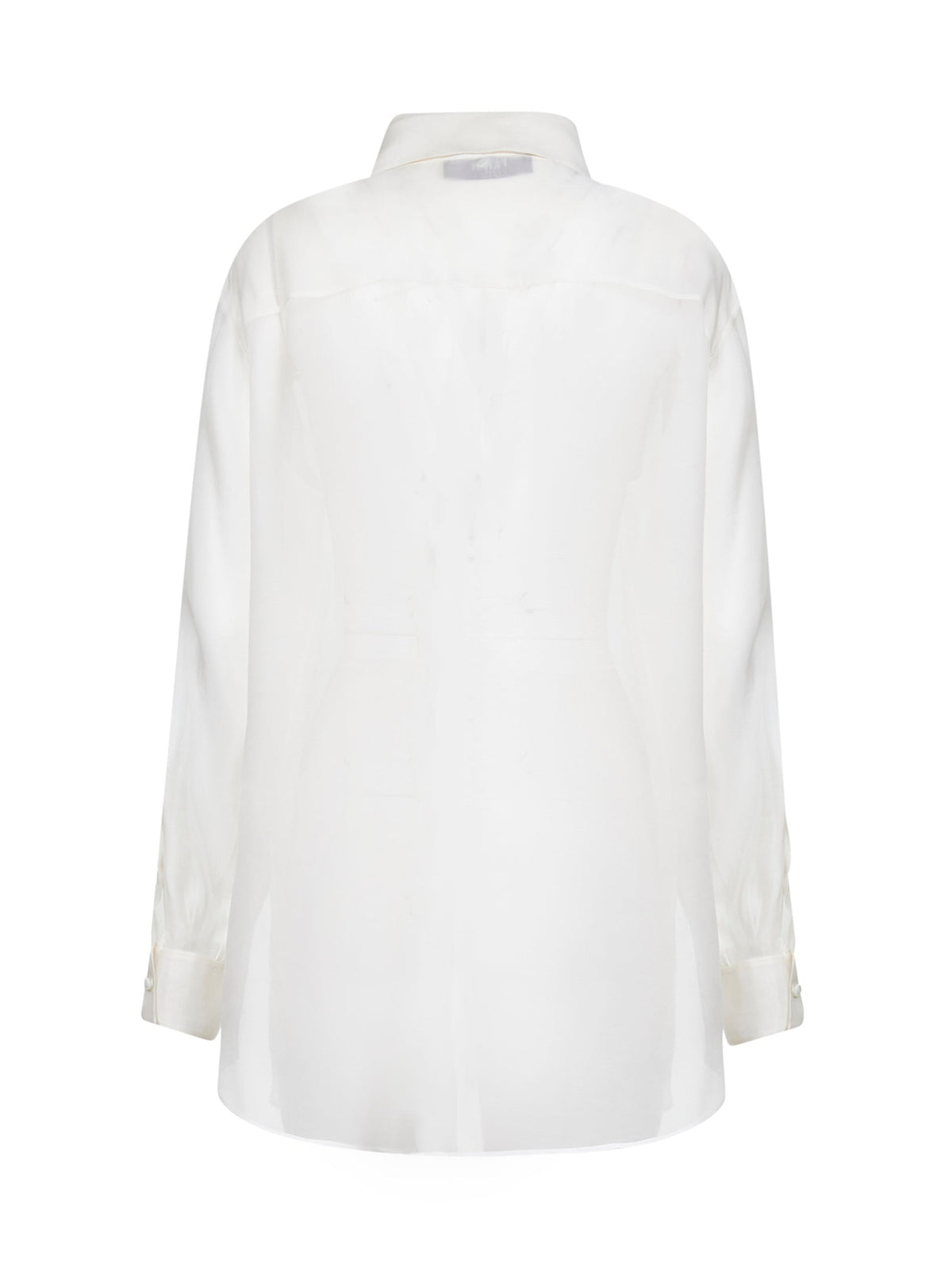 Fendi Women White Organza Shirt With Fendi Ajour Motif