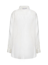 Fendi Women White Organza Shirt With Fendi Ajour Motif