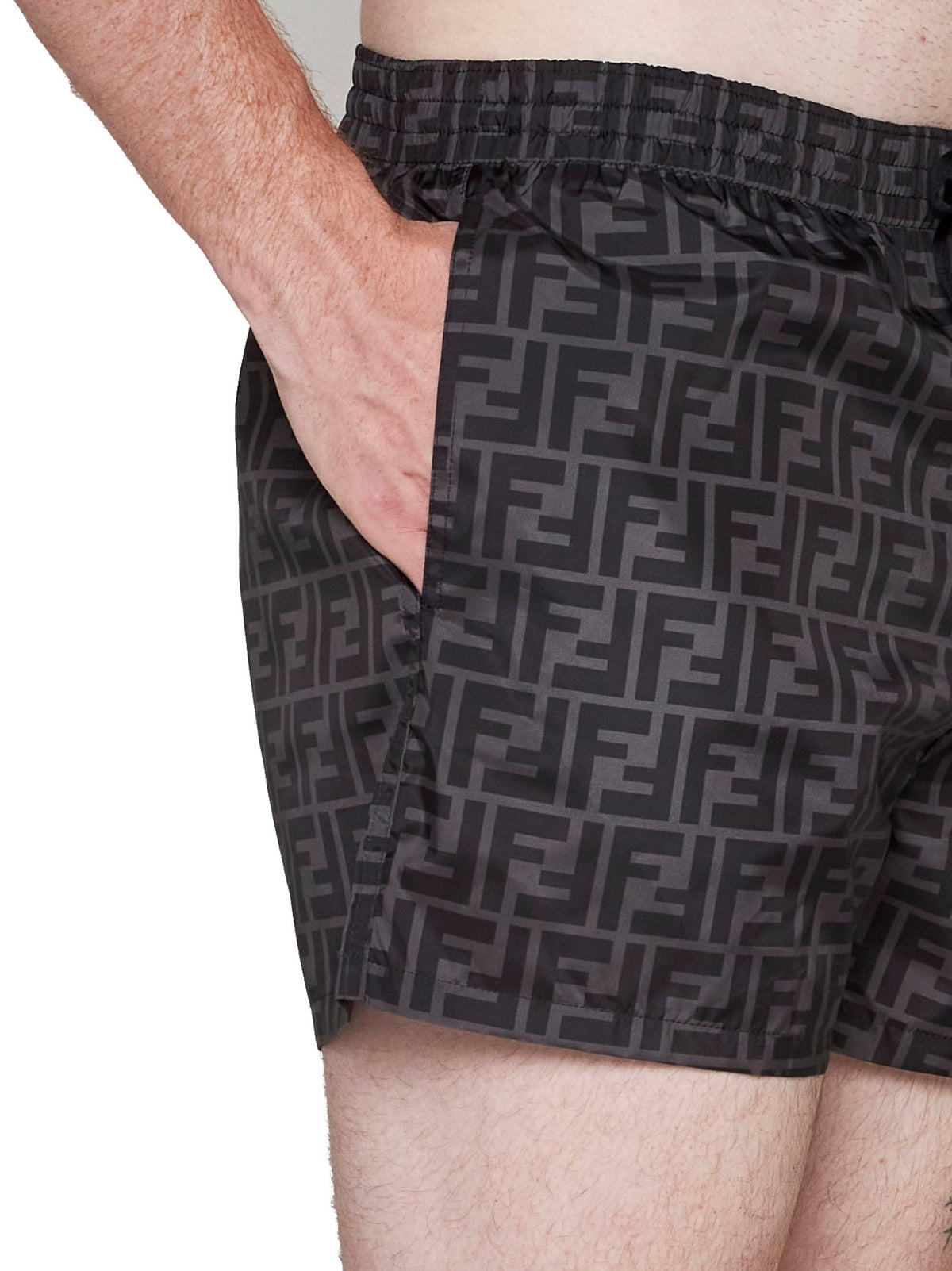 Fendi Men Black Nylon Shorts