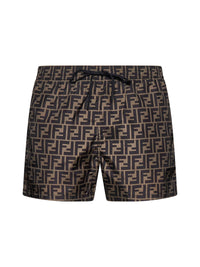 Fendi Men Brown Nylon Fendi Shorts