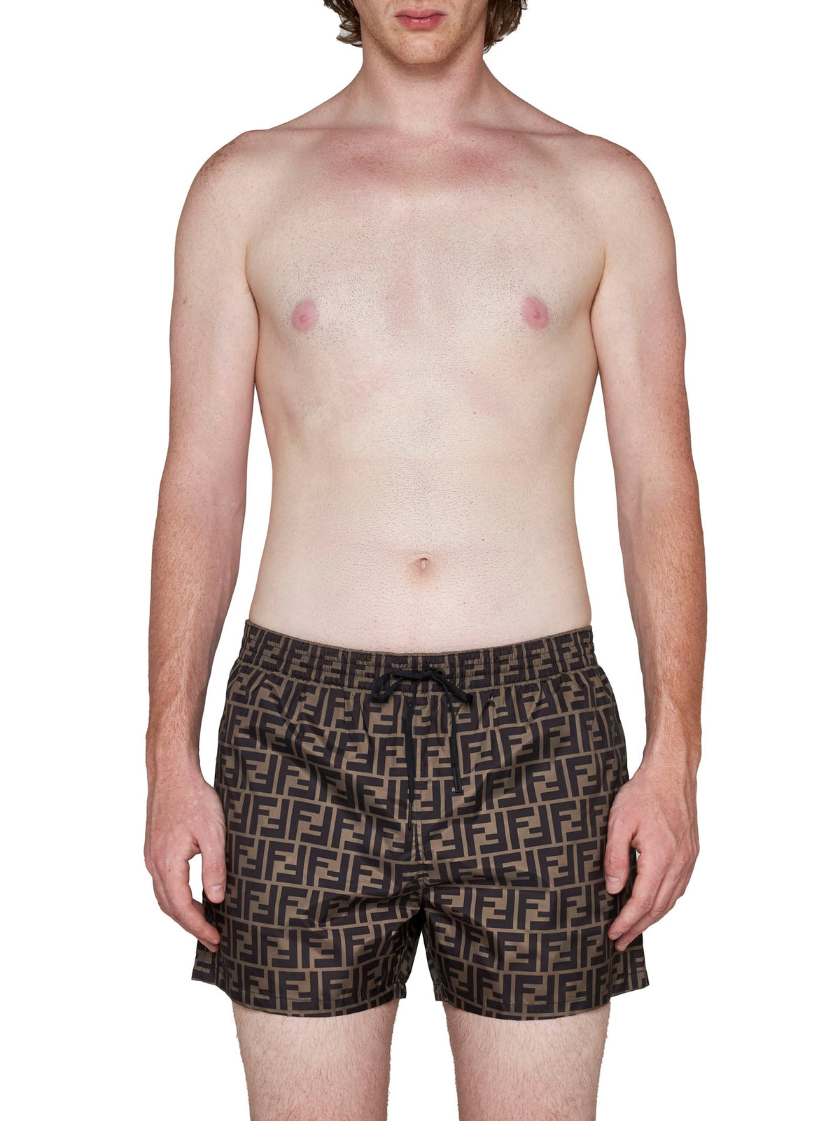 Fendi Men Brown Nylon Fendi Shorts