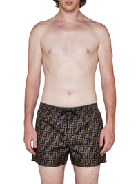 Fendi Men Brown Nylon Fendi Shorts