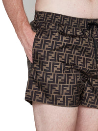 Fendi Men Brown Nylon Fendi Shorts