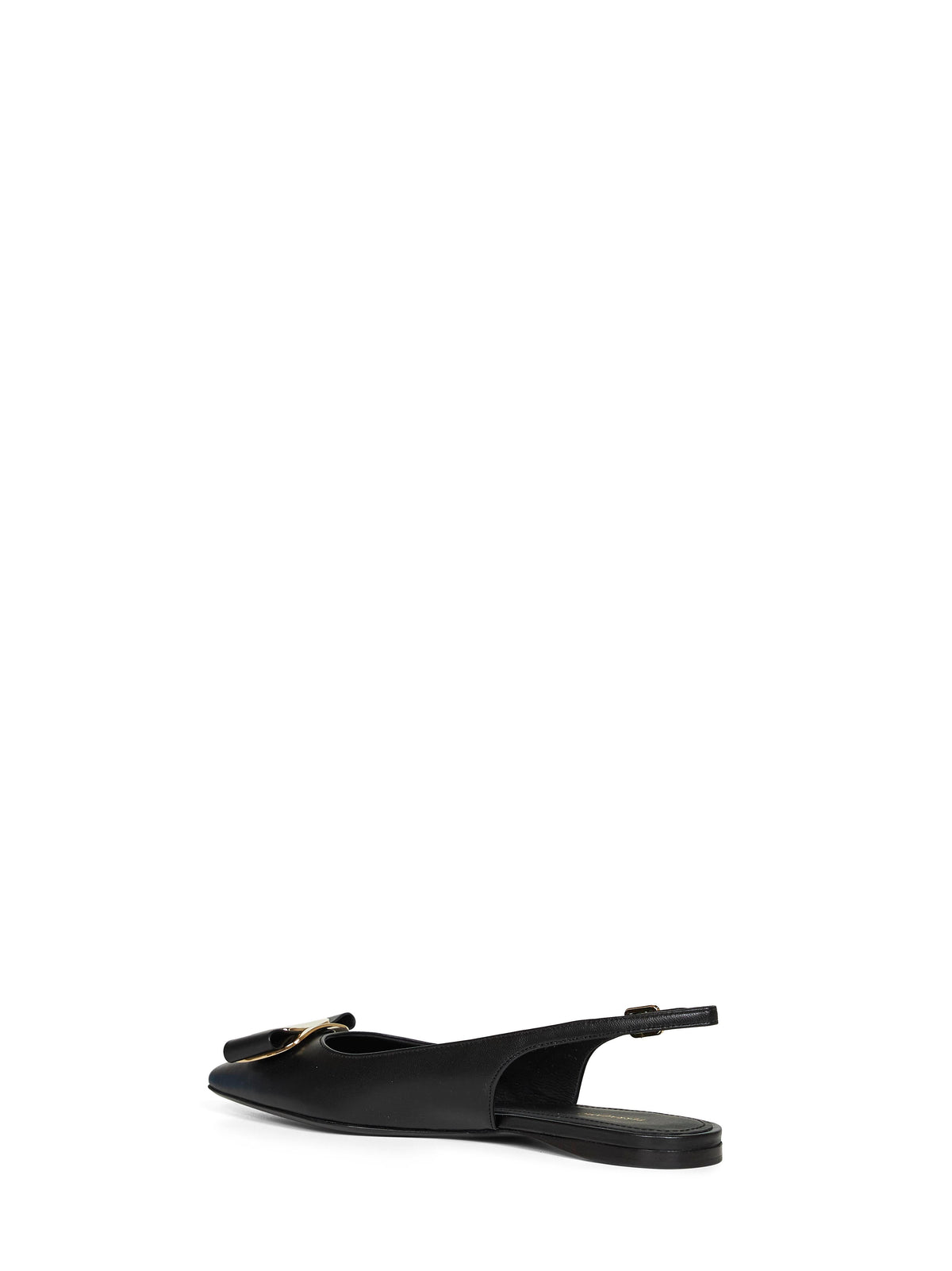Ferragamo Women Black Flat Slingbacks With Vara Plate