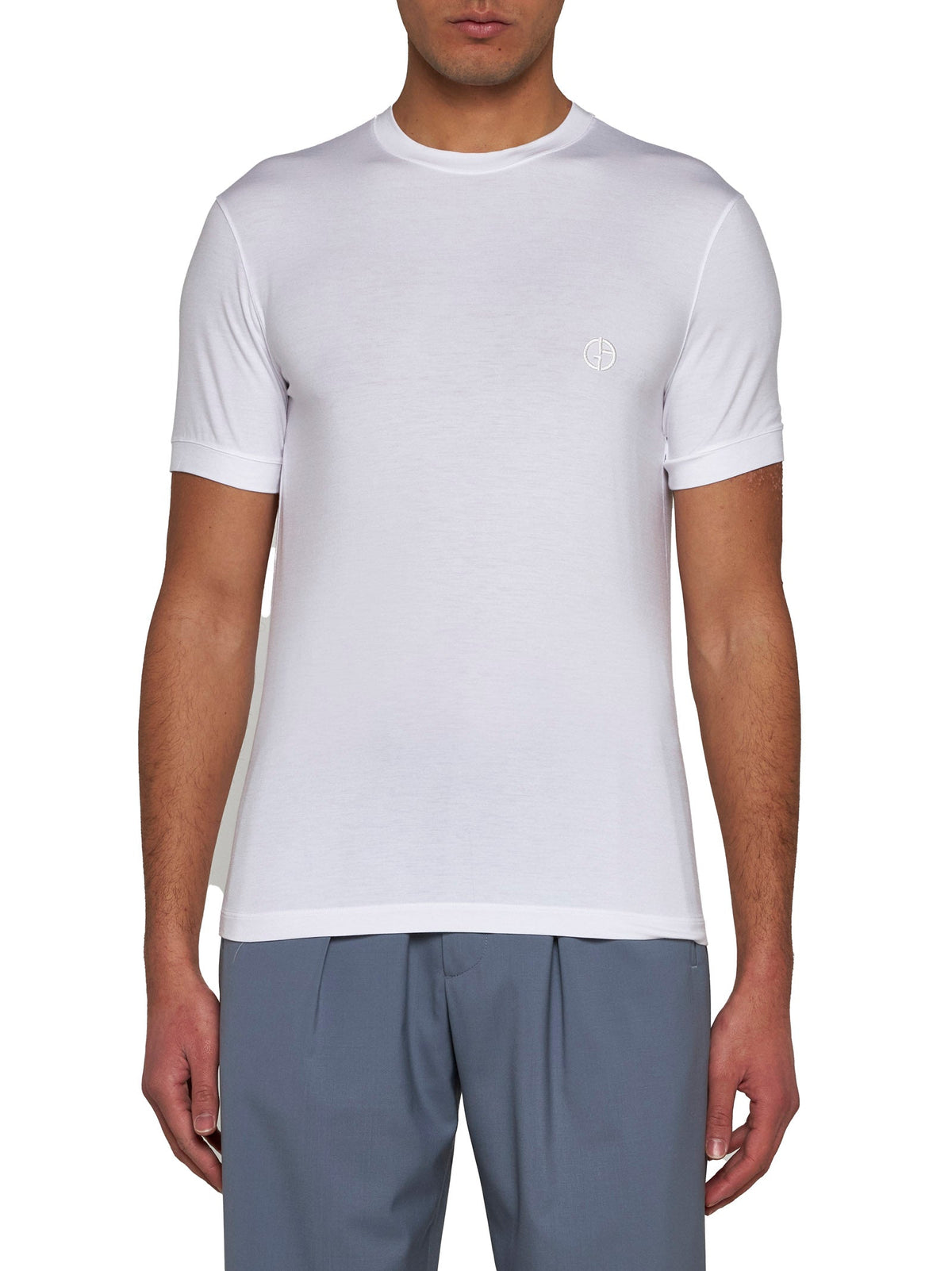 Giorgio Armani Men Icon Crew Neck T-Shirt In Stretch Viscose Jersey