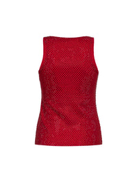 Giuseppe Di Morabito Women Red Crystal-Embellished Stretch Cotton Knit Tank Top
