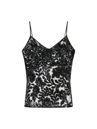 Golden Goose Women Black Sequin-Embroidered Tulle Journey Top