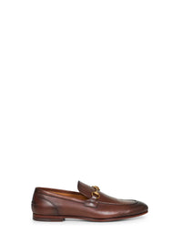 Gucci Men Dark Brown Leather Gucci Jordaan Loafers