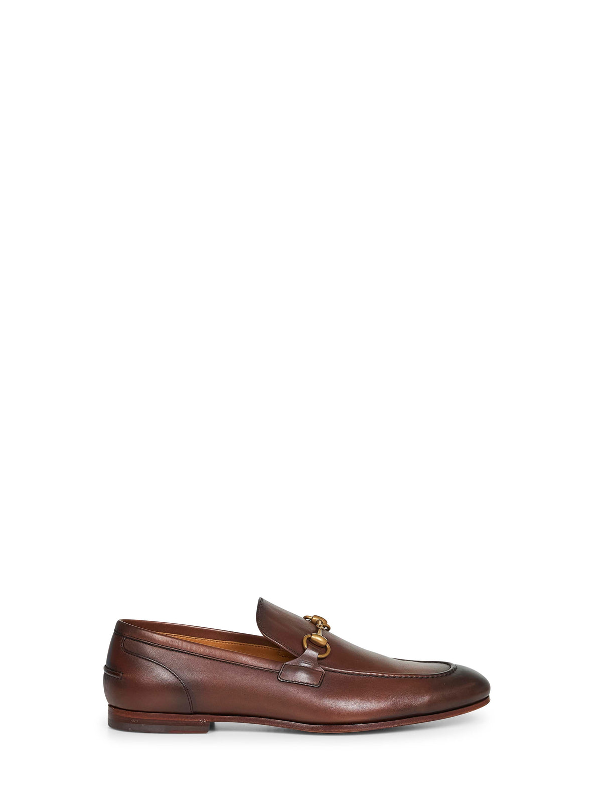 Gucci Men Dark Brown Leather Gucci Jordaan Loafers