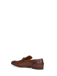 Gucci Men Dark Brown Leather Gucci Jordaan Loafers