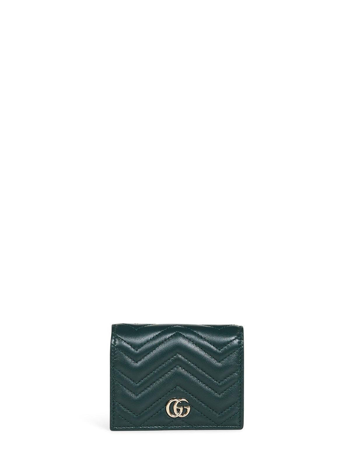 Gucci Women Green Gg Marmont Card Case Wallet