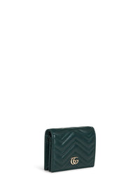 Gucci Women Green Gg Marmont Card Case Wallet