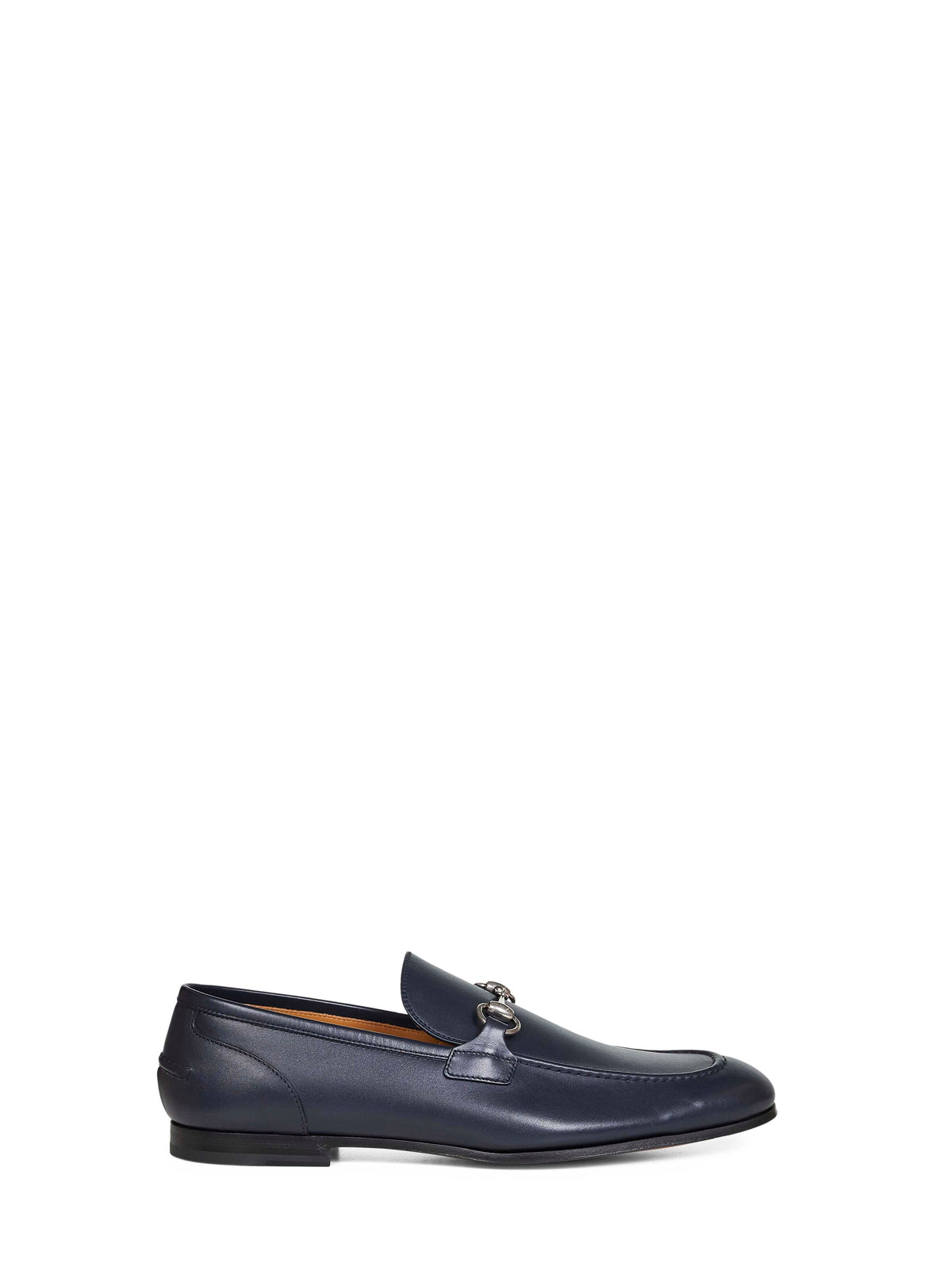 Gucci Men Dark Blue Leather Gucci Jordaan Loafers