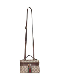 Gucci Women Beige And Dark Brown Ophidia Small Vanity Bag